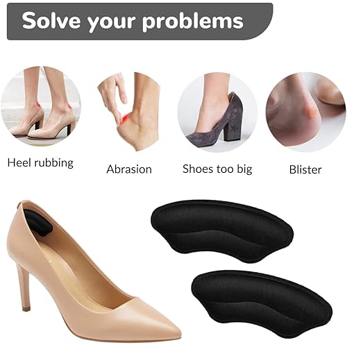 6 Pairs Heel Grips Liner Leather Heel Grips Cushions to Improve Shoe Comfort Suitable for Loose Shoes, Permitted to Both Men and Women Black