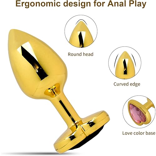 Hisionlee 3PCS Anal Plug Set Cleaning Toy of Anus Sex Heart Sexy Toys Anal Butt Plugs for Women and Men CoupleRose Pink