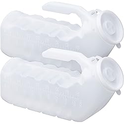 Wonder Sky Urinal Bottle for Men – 1000mL Pack of 2 – Spill Proof Men’s Urinal with Odor-Shield Lid - Portable Plastic Pee Bottle Container for Car, Travel, Elderly and Incontinence