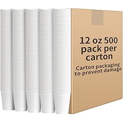 12 oz 500 pack] Disposable Paper Coffee Cups, Coffee Paper Cups Disposable, Disposable Hot Togo Coffee Cups,for Beverages 12oz 500 pack white