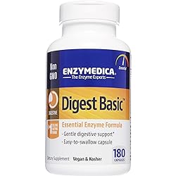 Enzymedica Digest Basic, Essential Enzyme Formula, Gentle Meal Digestion, Reduces Gas and Bloating, 180 Capsules FFP