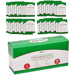 40 Pack - Travel CPAP Mask Wipe Towelettes - 40 Wipes Total {1 Wipe Per Packet} Unscented, 100% Cotton, Lint Free | For Cleaning CPAP Mask | Perfect For Travel