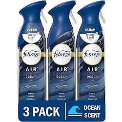 Febreze Air Freshener Spray, Ocean Scent, Odor Eliminator for Strong Odor, 8.8 oz Pack of 3
