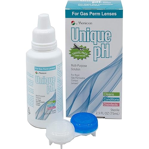 Menicon Unique pH Multi-Purpose Travel Pack 2.5 Oz, Menicon LacriPure Saline 7 Vials and DMV Scleral Cup Large Contact Lens Handler, Bundle of 3 Items