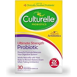 Culturelle Ultimate Strength Probiotic for Men and Women, Most Clinically Studied Probiotic Strain, 20 Billion CFUs, Powerful Formula Balances Your Digestive System, Non-GMO, 30 Count