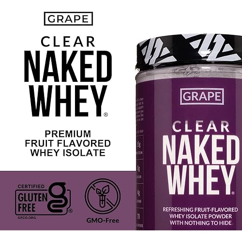 Clear Naked Whey Isolate Protein Powder, Grape Flavor, 100% Iso Protein Powder, No GMOs or Artificial Sweeteners, Gluten-Free, Soy-Free - 30 Servings