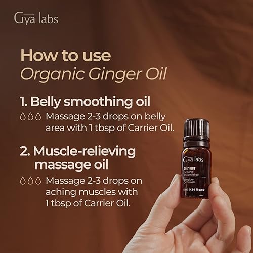 Gya Labs Organic Ginger Essential Oil 10ml - Warm, Earthy & Spicy Scent