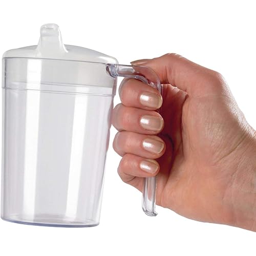 Homecraft Clear Polycarb Mug, Shatterproof Material, Choice of 2 Lids, Simple Drinking Cup and Mug for Limited Grip and Range of Motion, Ideal for Medical Patients, Children, Elderly, Handicapped