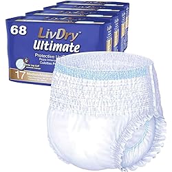 LivDry Ultimate Adult Incontinence Underwear, High Absorbency, Leak Cuff Protection, Medium, 68-Pack