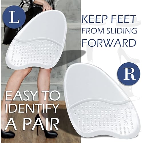 Dr. Shoesert Metatarsal Pads for Women and Men, Ball of Foot Cushions Pads Reduce Foot Pain, Anti-Sliding Forefoot Pads Inserts for High-Heels, Make Big Shoes Fit Two Thickness Provided Clear
