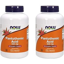 NOW Pantothenic Acid 500mg, 250 Caps Pack of 2