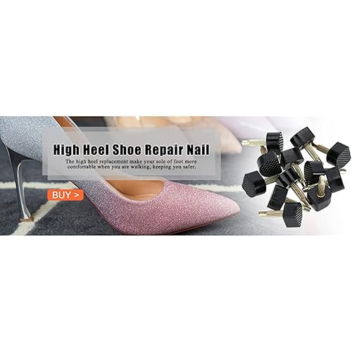 60Pcs Heel Tips Replacement, Portable 5 Different Size Nonslip High Heel Shoe Repair Tips Easy to install Shoe Heels Tips Replacement Dowels