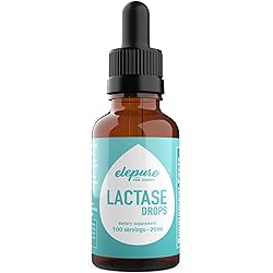 100 Servings- Lactase Drops - Elepure - Lactose Intolerance Enzyme - 20 Milliliters