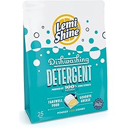 Lemi Shine Natural Dishwasher Detergent Pods | Powder & Gel Combo Dish Detergent with Powerful Citric Extracts | All-in-One Dishwasher Tablets | Natural Lemon Scent - 25 Ct Each Pack of 2
