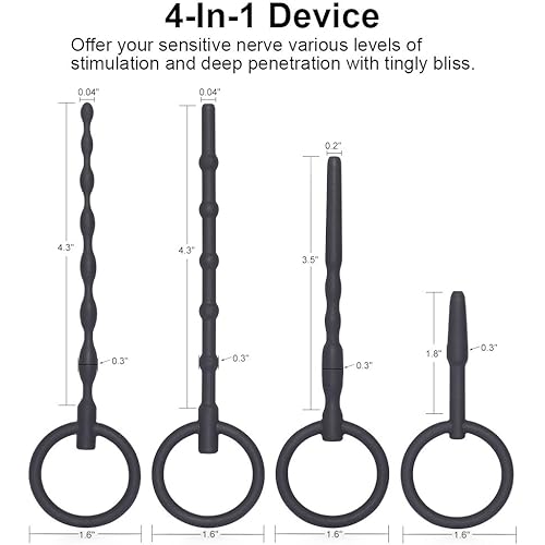 Utimi Urethral Sounds 4 Pcs Set Silicone Plug Beads Urethral with Different Size