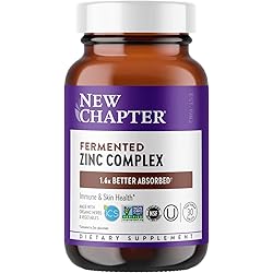 Zinc Supplement, New Chapter Fermented Zinc Complex, ONE Daily for Immune Support Skin Health Non-GMO Ingredients, Easy to Swallow & Digest, 30 Count 1 Month Supply