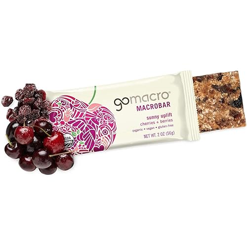 GoMacro MacroBar Organic Vegan Snack Bars Cherries Berries 2 Ounce Bars Pack of 12