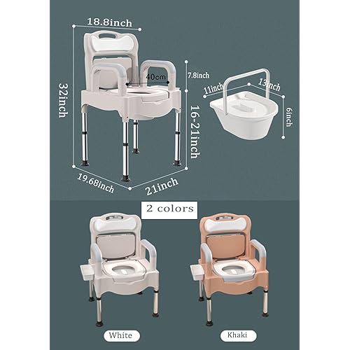 SSWWCXX Bedside Commodes Toilet, Commode Chair, Height Adjustable Adult Potty Chair for Seniors, Portable Toilets for Home Use White