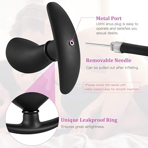 UTIMI Inflatable Butt Plug Detachable Needle Anal Sex Toys for Man and Women