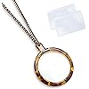 MAGDEPO 3X Pendant Necklace Magnifier Turtle Shell Pattern with 3X Card Lens for Reading Newspaper, Magazine, Map, Hobby, Inspects and Low Vision