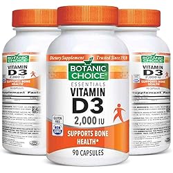 Botanic Choice Vitamin D3 - Adult Daily Supplement - Delivers 5000 IU Supports Proper Calcium Absorption for Healthy Bones and Teeth Promotes Strong Immune Function Healthy Heart Colon and Breast
