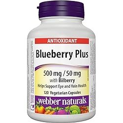 Webber natural Blueberry Plus with Bilberry Vegetarian Capsules, 120 Count