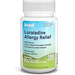 RxZell Allergy Relief, Loratadine 10mg, 180 Tablets – 24 Hour Non-Drowsy Antihistamine Allergy Medicine
