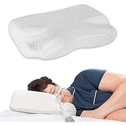 BraceAbility CPAP Pillow - Side Sleeper Positional Soft Memory Foam Orthopedic Contour Posture Wedge for Sleep Apnea Treatment and Anti-Snoring Prevention Nasal Relief Therapy for Men and Women