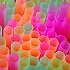 ALINK 500-Pack Plastic Disposable Drinking Straws Individually Wrapped, Neon Colored Straight Party Straws - 7.75" x 0.23&#34