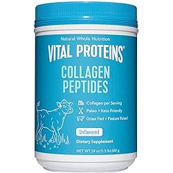 Vital Proteins Natural Whole Nutrition Collagen Peptides - Pasture Raised, Grass Fed, Paleo Friendly, Gluten Free, Single Ingredient - 24 Ounce