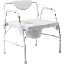 McKesson Steel Bariatric Commode Chair with Drop Arm and Padded Back, 23.25" Seat Width, 1 Count