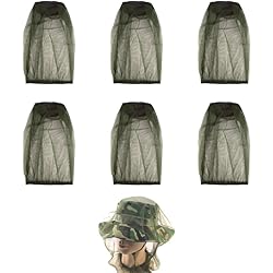 6Pcs Premium Head Net Face Mesh with Extra Fine Holes, Mosquito Hat Mask Head Cover for Camping Hiking Fishing Protecting from Insect Bug Bee Mosquito Gnats
