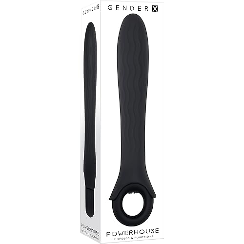 Evolved Novelties - Gender X - Powerhouse - Silicone 12 Speeds & Functions with Ring-Handle Vibrator - Black