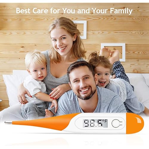 Professional Fast Reading Waterproof Digital Oral Thermometer with Fever Alert, Accurate Reading Digital Basal Body Thermometer for Adults and Baby Kids