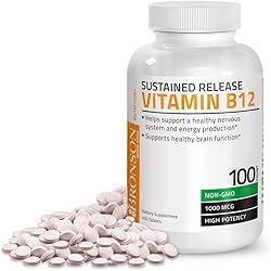 Vitamin B12 1000 Mcg B12 Vitamin As Cyanocobalamin Sustained Release Premium Non GMO Tablets - Supports Nervous System, Healthy Brain Function and Energy Production – 100 Count