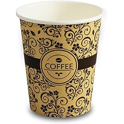 PAMI Hot Coffee Paper Cups [Pack of 50] 8oz - Disposable Take-Away Coffee Cups For Hot Drinks- Single-Use Paper Glasses For Espresso, Hot Chocolate, Tea- Cute To-Go Hot Beverage Drinking Cups