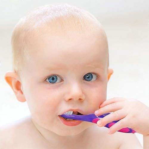Slotic Baby Toothbrush for 0-2 Years, Safe and Sturdy, Toddler Oral Care Teether Brush, Extra Soft Bristle for Baby Teeth and Infant Gums, Dentist Recommended 4-Pack