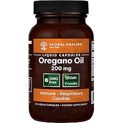 Global Healing Oregano Oil Capsules - Vegan Supplement For Immune System Support, Promotes Respiratory Health & Normal Digestion Health, Gas & Gut Wellness - Contains Cayenne Pepper Extract - 60 Count