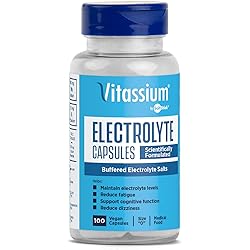 SaltStick Vitassium, Buffered Electrolyte Supplement Salt Capsules, Electrolytes for Sodium & Potassium Replenishment, 100 Count Bottle