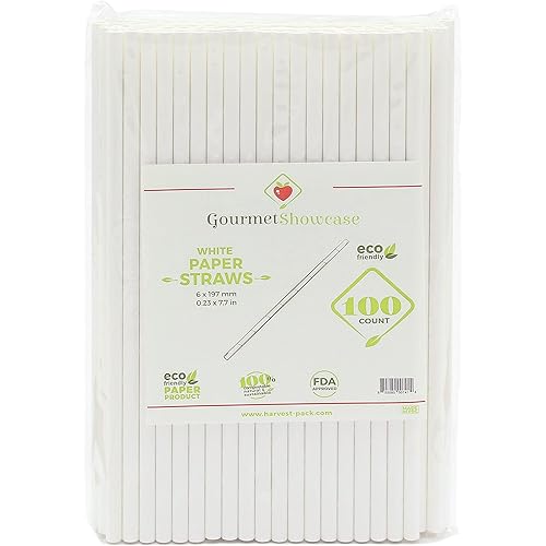 400 Count] Standard 7.5" Noncoated Disposable Drinking Paper Straws Natural White Smoothie Milkshake Milk Tea Restaurant Party 7.5 Inches Long, 6 mm Diameter, Dye Free Products, Treestraw