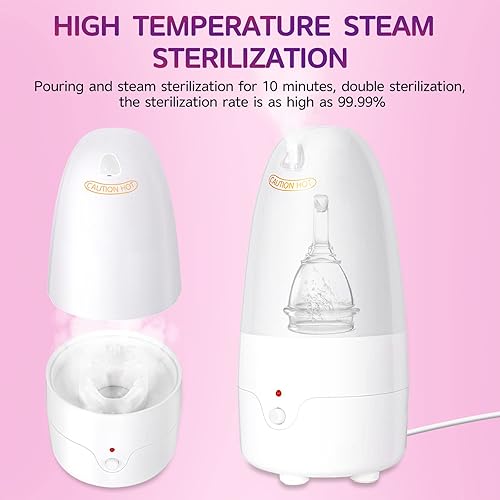TAISHAN Menstrual Cup Sterilizer, Automatic Menstrual Cup Steamer Cleaner Sanitizer,Kill 99.9% of Germs with Cleanser Steam,High Temperature, Great Partner for Women Travel