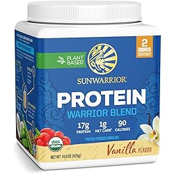 Vegan Protein Powder with BCAA | Raw Keto Protein Shake Gluten Free Non-GMO Dairy Free Soy Sugar Free Low Carb Plant Based Protein Powder | Vanilla 17 SRV 425 G | Warrior Blend by Sunwarrior