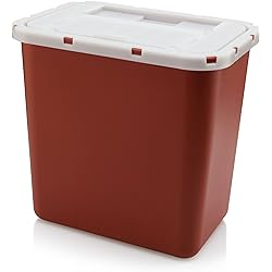 Professional Sharps Container 2 Gallon | Large Puncture Resistant Biohazard Medical Waste Disposal Box for Safe Needle and Syringe Collection | Approved for Home and Professional use Plus Bio Disposal Guide 1 Pack