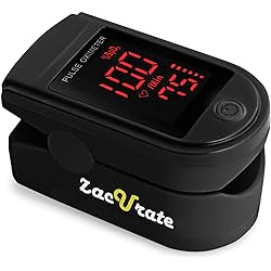 Zacurate Pro Series 500DL Fingertip Pulse Oximeter Blood Oxygen Saturation Monitor with Silicon Cover, Batteries and Lanyard Royal Black