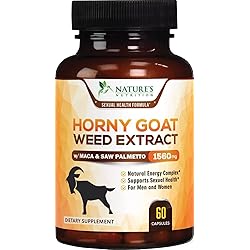 Horny Goat Weed Extra Strength 1560mg for Men and Women, Supports Natural Desire, Stamina and Strength with Maca Root, L-Arginine, Saw Palmetto, Ginseng and Tongkat Ali, Best Energy - 60 Capsules