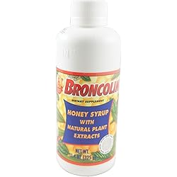 Broncolin Honey Cough Relief Syrup with Natural Plant Extracts Dietary Supplement, Regular 11.4 oz Pack of 9