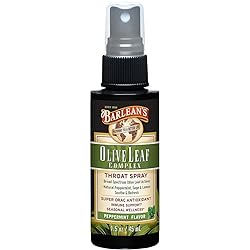 Barlean's Organic Oils Olive Leaf Complex Throat Spray, PepperMint,1.5-Ounces