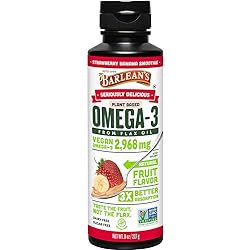 Barlean's Organic Oils Seriously Delicious Strawberry Banana Smoothie from Flax Oil with 2,968 mgs of Omega-3 -Vegan, All Natural Fruit Flavor, Non-GMO, Gluten Free - 16-Ounce, Default
