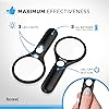 RockDaMic Professional Magnifying Glass with Light 3X 45x Large Lighted Handheld Glass Magnifier Lupa for Reading, Jewelry, Coins, Stamps, Fine Print - Strongest Magnify for Kids & Seniors