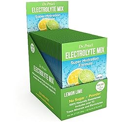Dr. Price's Vitamins Electrolyte Mix Supplement Powder, 72 Trace Minerals, Potassium, Sodium, Electrolyte Replacement Keto Drink | Lemon-Lime 30 Packets | No Sugar, Keto, Vegan, Non-GMO, Gluten-Free